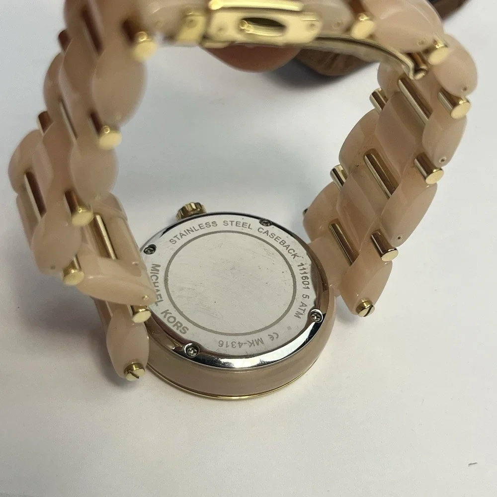 Michael Kors Ladies Watch MK4316 Delray Stainless Steel Acetate Champagne Gold